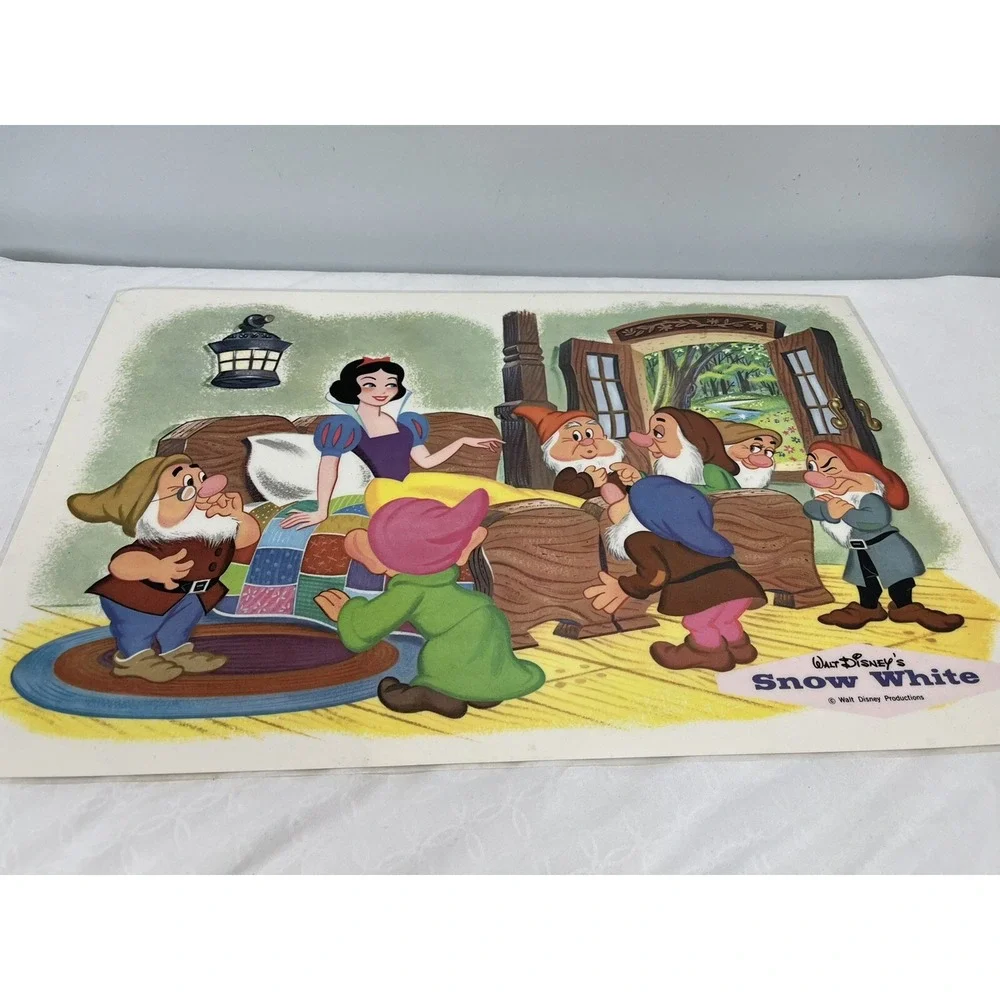 Vintage Disney Laminated Placemats *Lot of 3* Jungle Book Pluto Snow White 60's